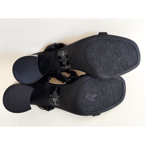 New Unisa Black Slip On Sandal Minimalist Vegan Faux Leather 3.5" Block Heel 11 - Picture 9 of 10